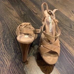 Pura López suede criss cross heels worn once